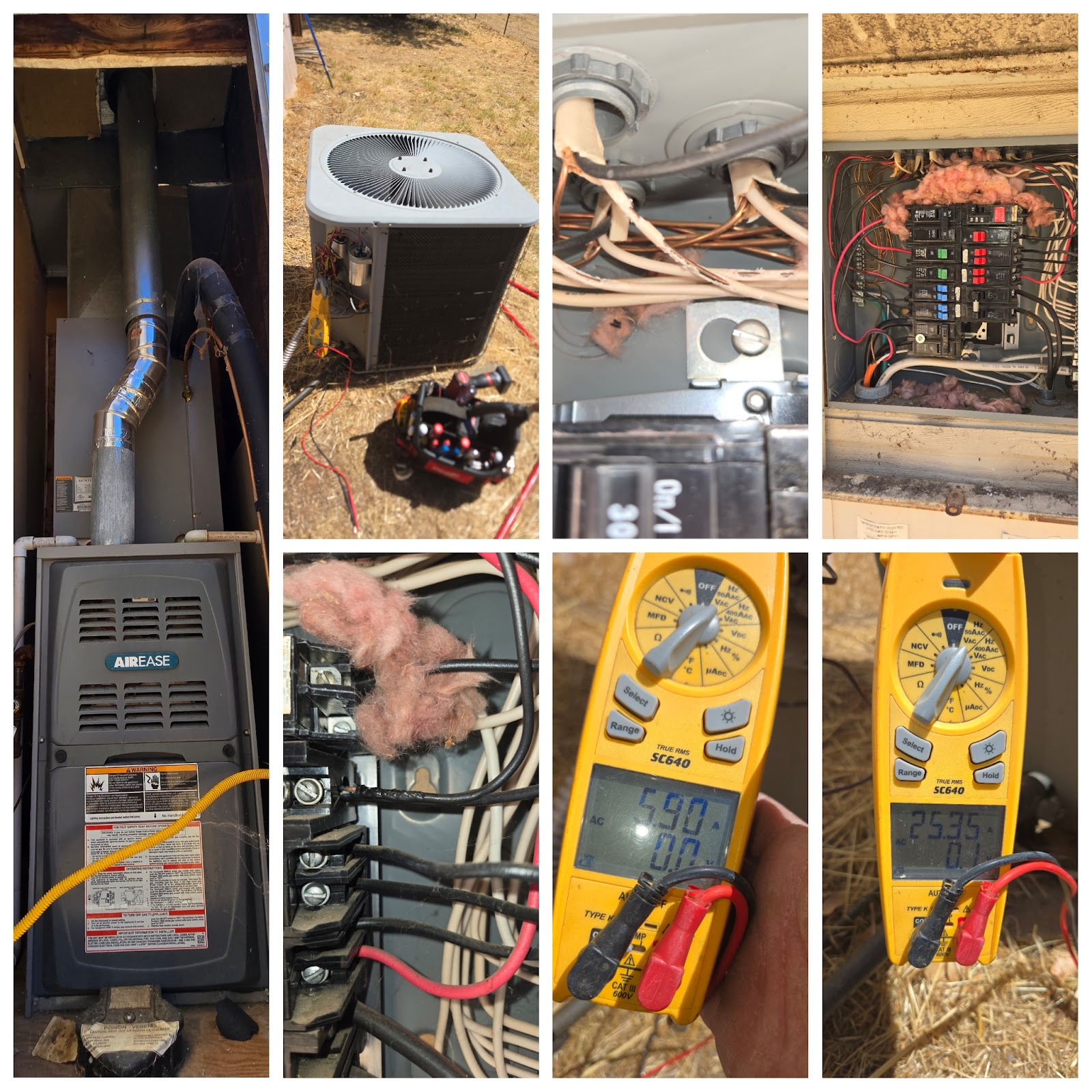 Diagnostic work: furnace, electrical, and multimeter readings