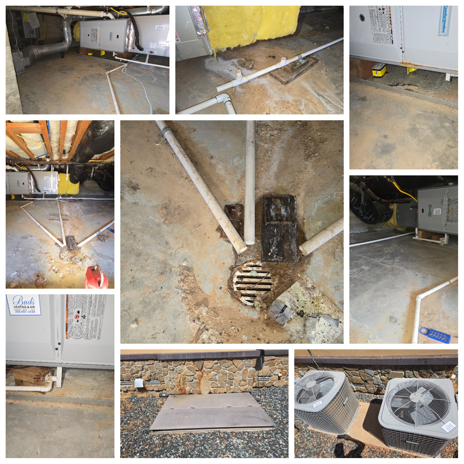 Drain lines, plumbing, and HVAC pad installs